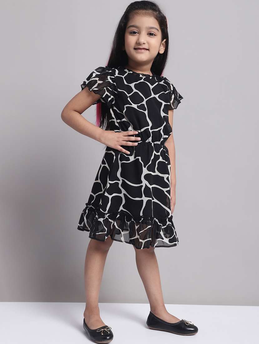 girls round neck cap sleeve frock - 20396804 -  Standard Image - 2