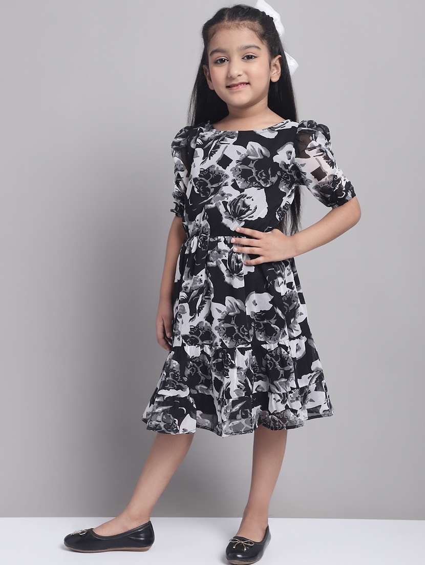girls round neck three quarter sleeves frock - 20396829 -  Standard Image - 2