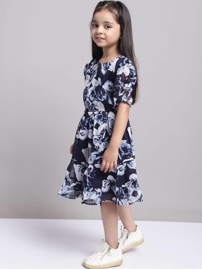 girls round neck puff sleeve frock - 20396831 -  Standard Image - 2