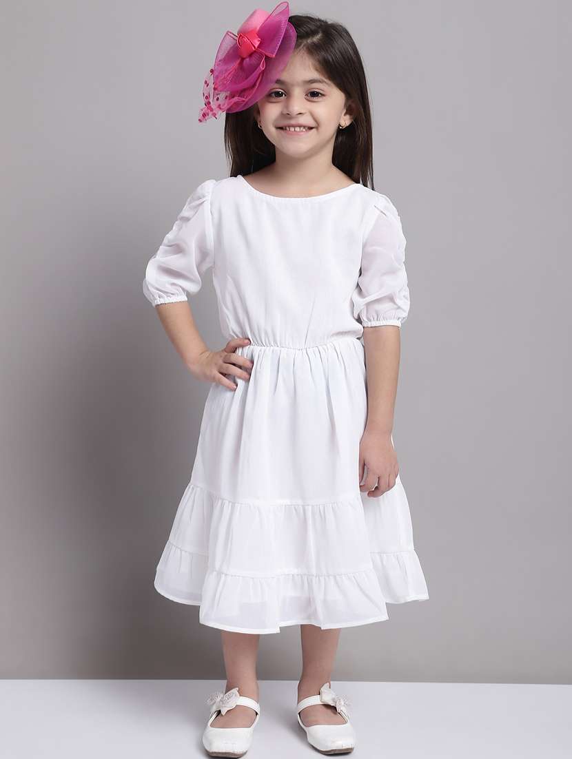 girls round neck short sleeves frock