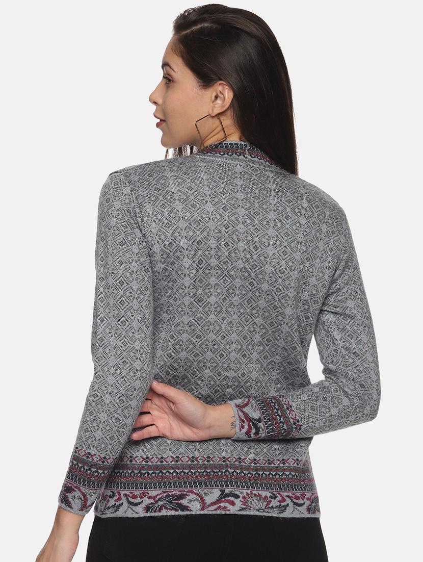 women grey v-neck cardigans - 20396950 - Standard Image - 2