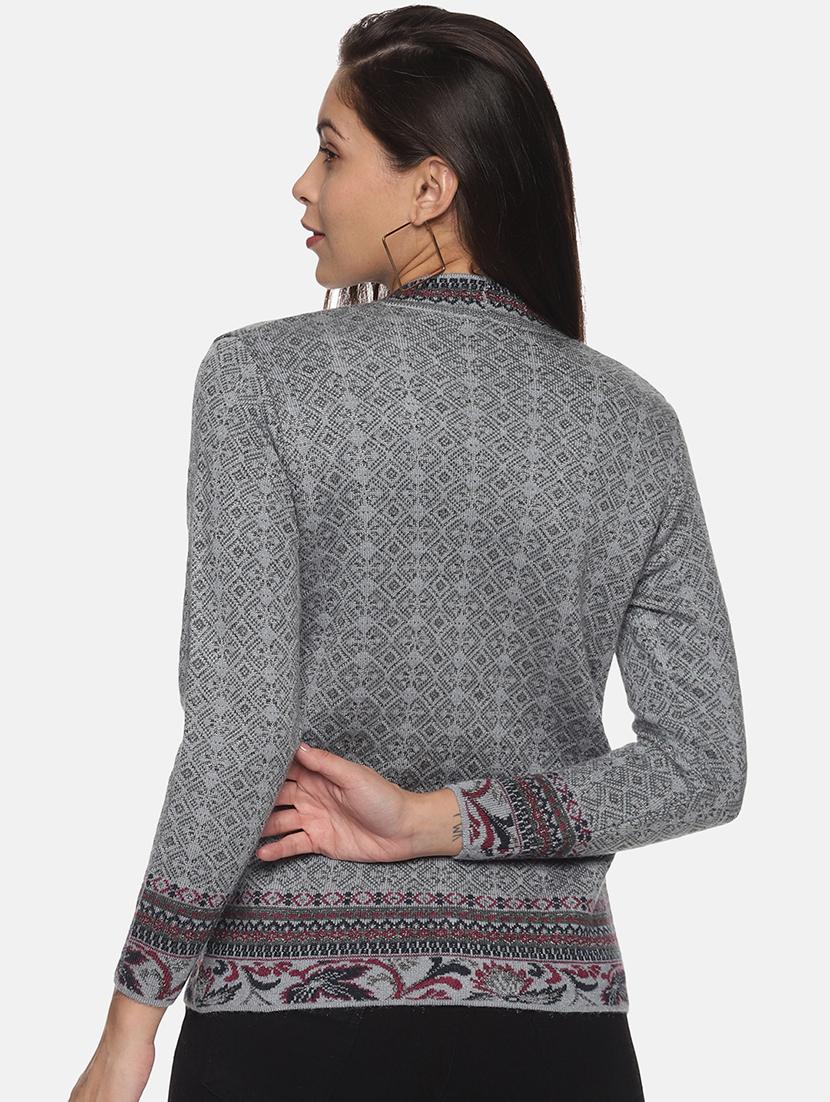 women grey wool blend cardigan - 20396953 - Standard Image - 2