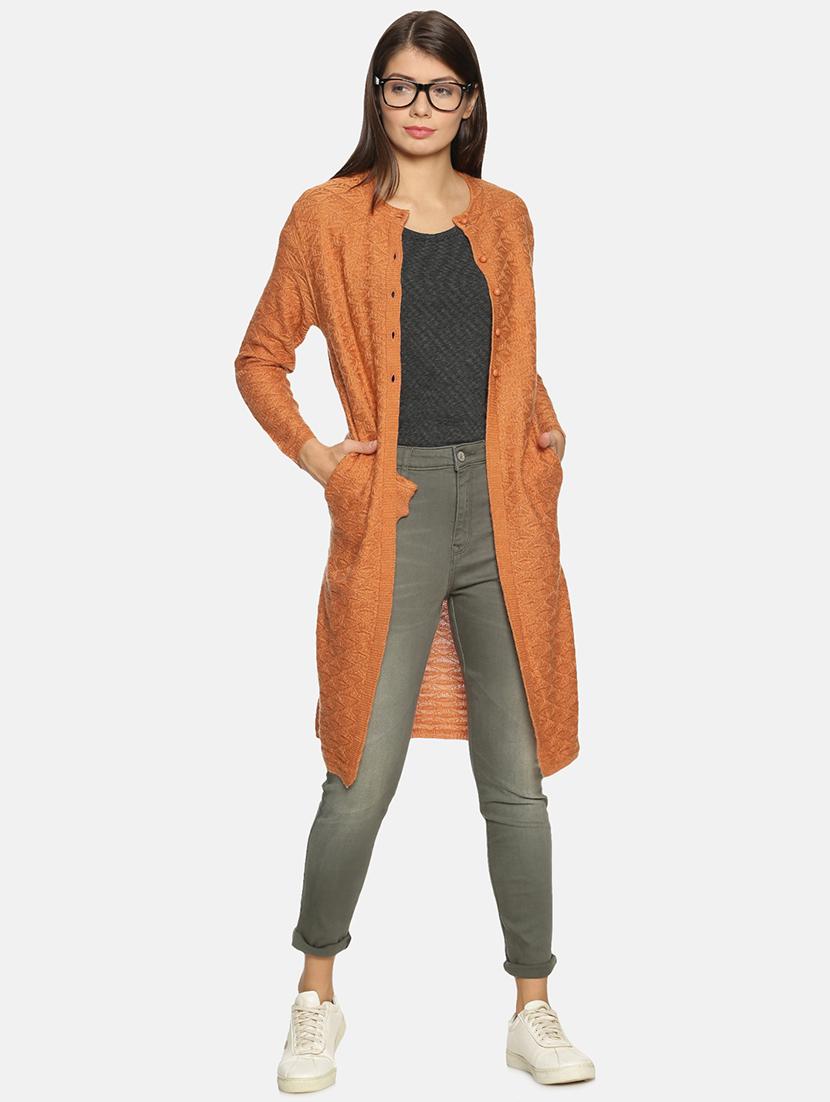 women orange wool blend cardigan - 20396984 - Standard Image - 2
