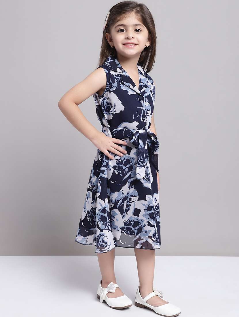girls lapel neck sleeveless frock - 20397154 -  Standard Image - 2