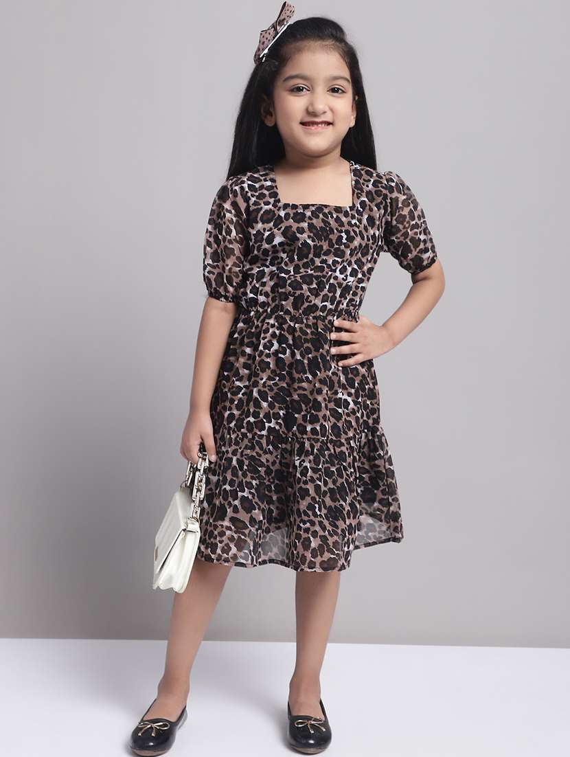 girls square neck short sleeves frock