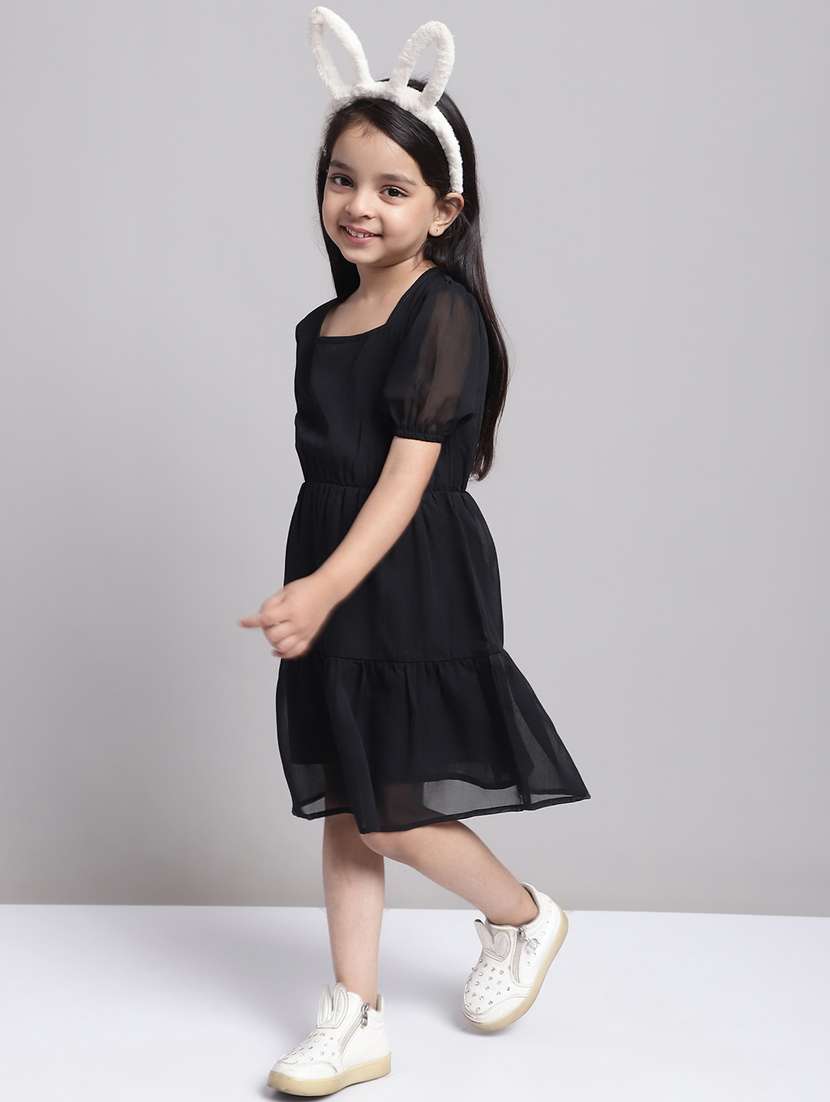 girls square neck puff sleeve frock - 20397159 -  Standard Image - 2