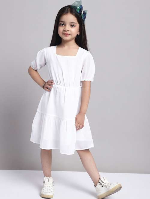 girls square neck short sleeves frock - 20397165 - Standard Image - 0