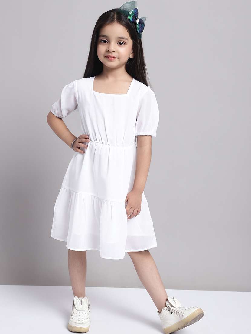 girls square neck short sleeves frock - 20397165 - Zoom Image - 0