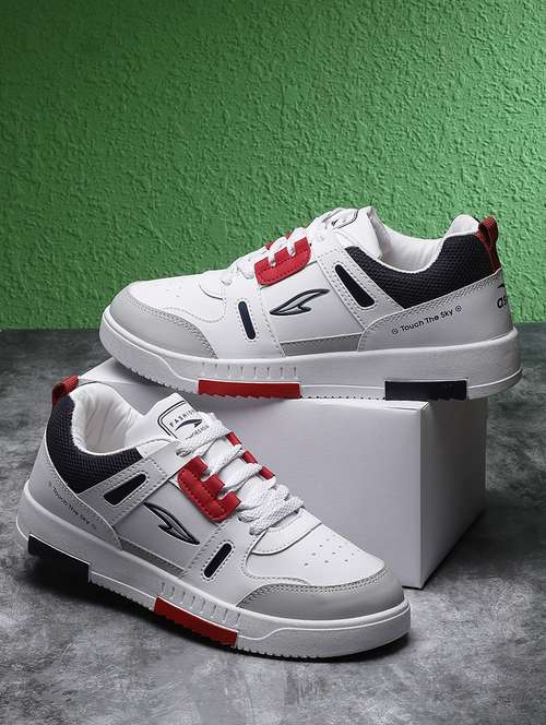 white synthetic lace up sneakers - 20397170 - Standard Image - 0