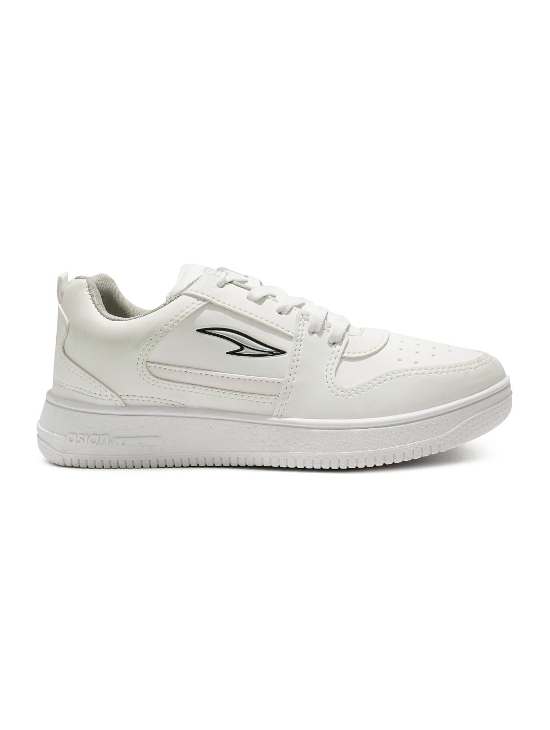 white synthetic lace up sneakers - 20397171 - Standard Image - 2