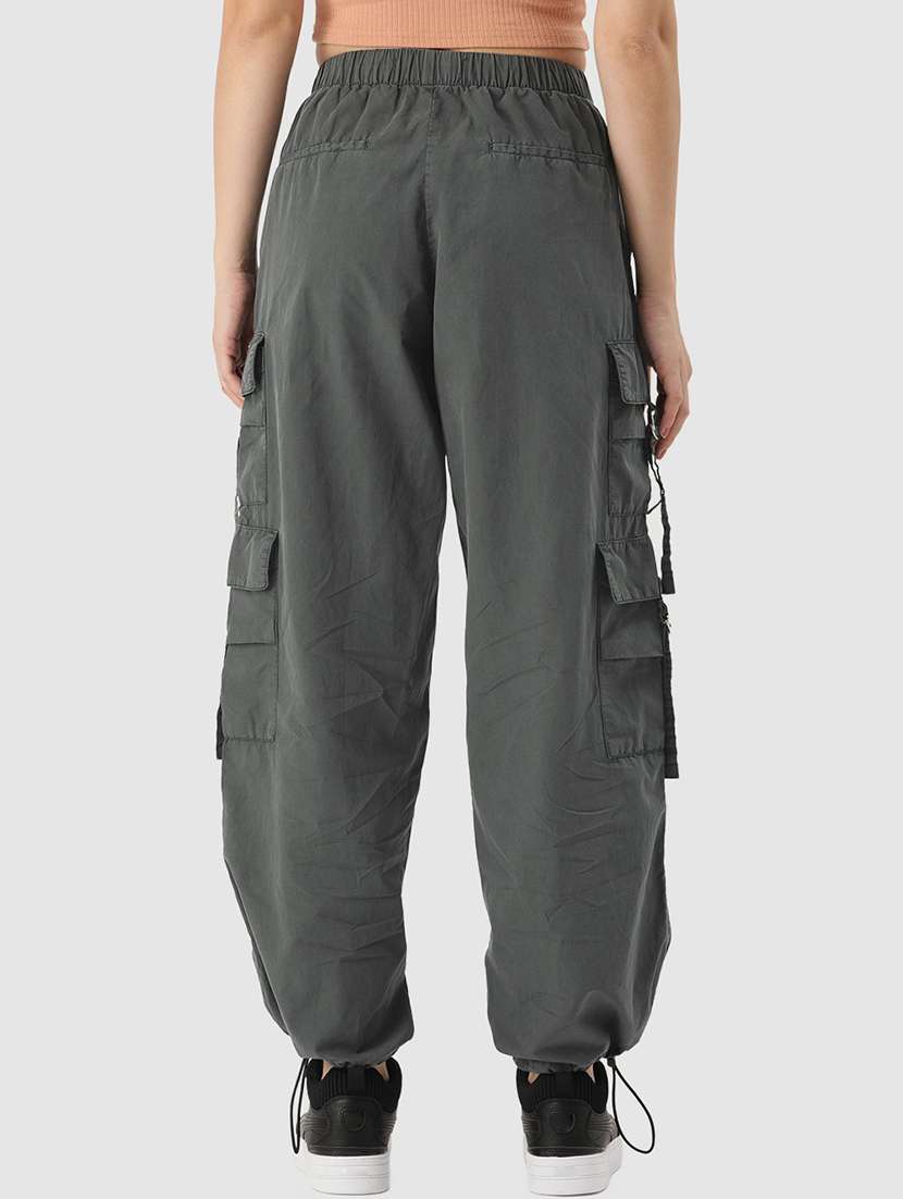 women grey solids cargos trousers - 20397219 -  Standard Image - 2