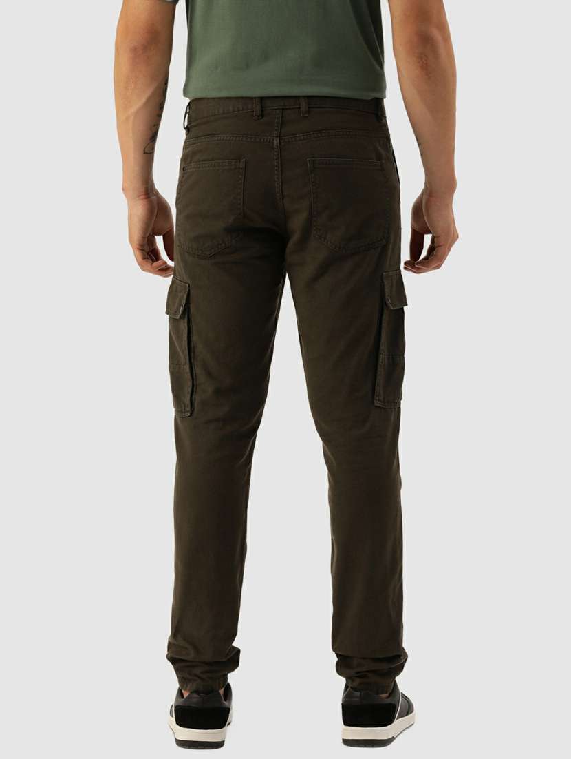 men mid rise solid cargos casual trouser - 20397339 -  Standard Image - 2