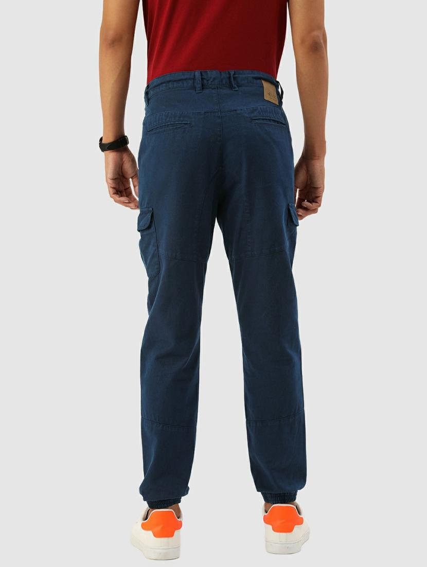 men mid rise solid cargos casual trouser - 20397343 - Standard Image - 2