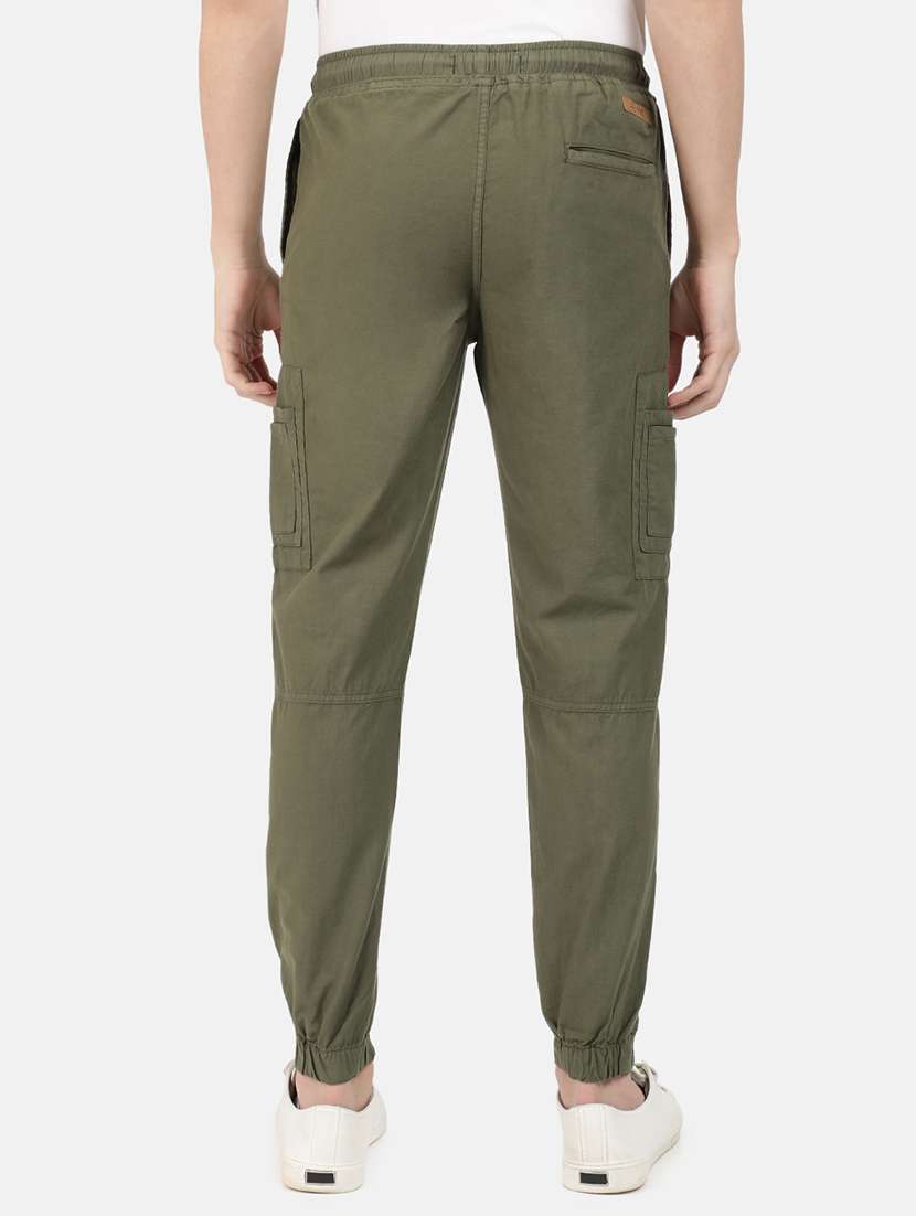 men mid rise solid cargos casual trouser - 20397355 -  Standard Image - 2