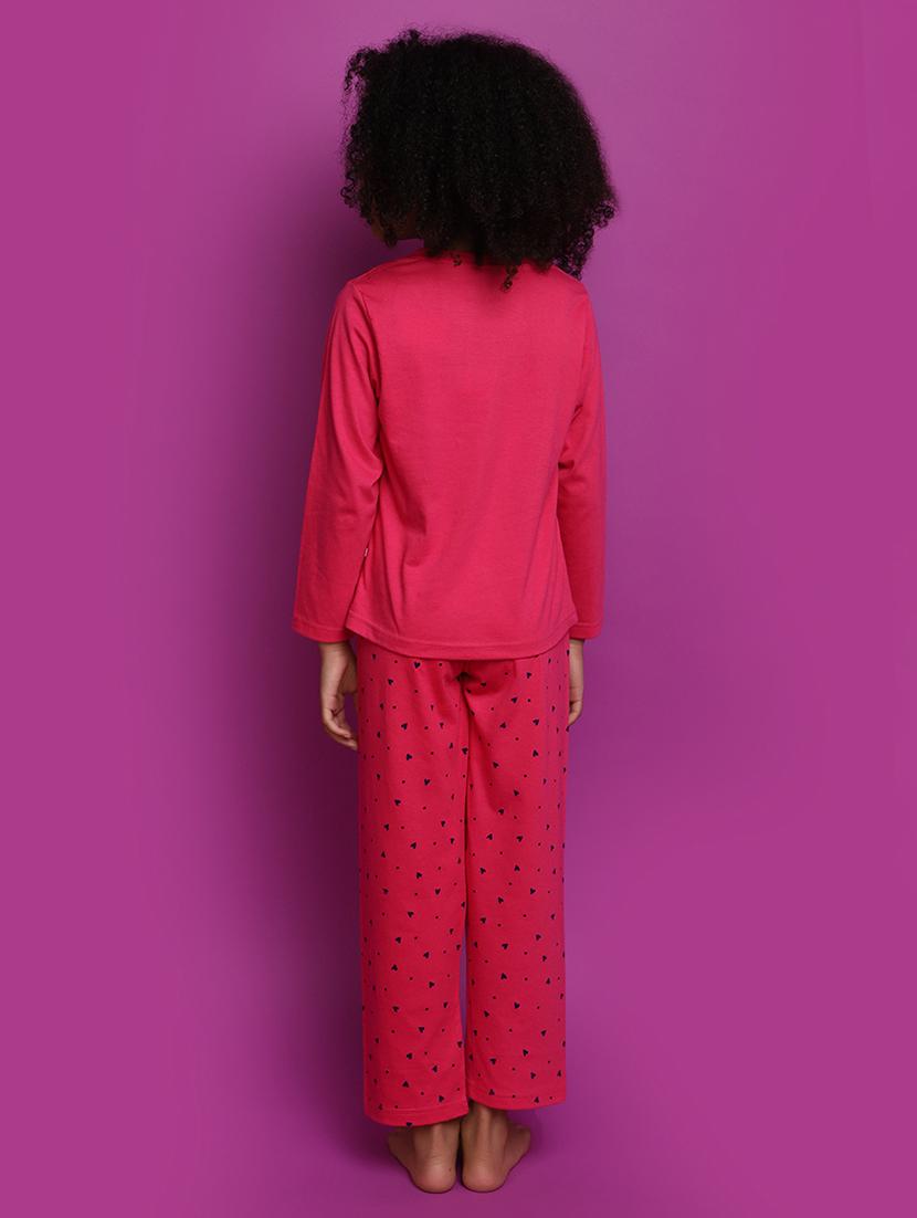 fuchsia poly cotton pyjama set nightwear - 20400845 - Standard Image - 2