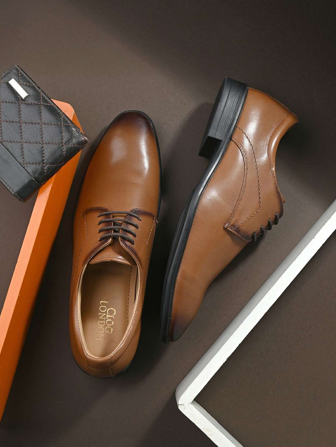 brown lace-up formal shoes