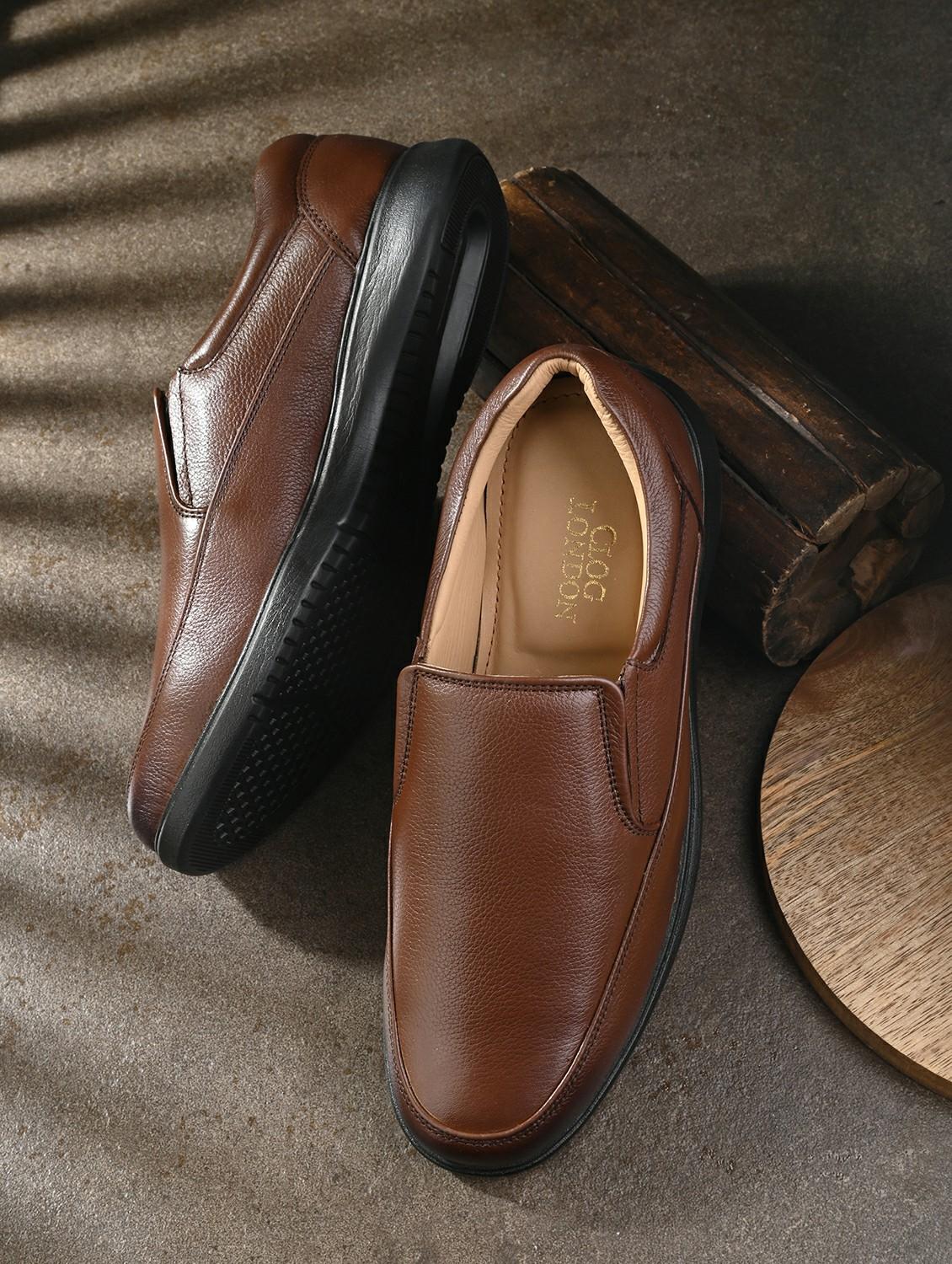 brown solid formal slip on