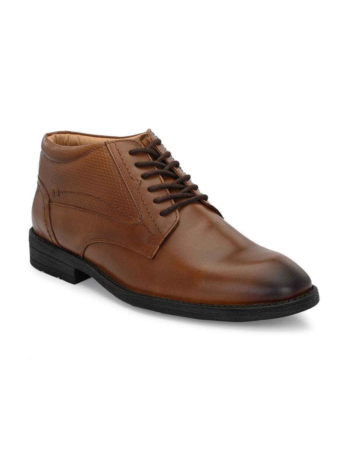 men textured brown lace-up boots - 20404184 - Standard Image - 2