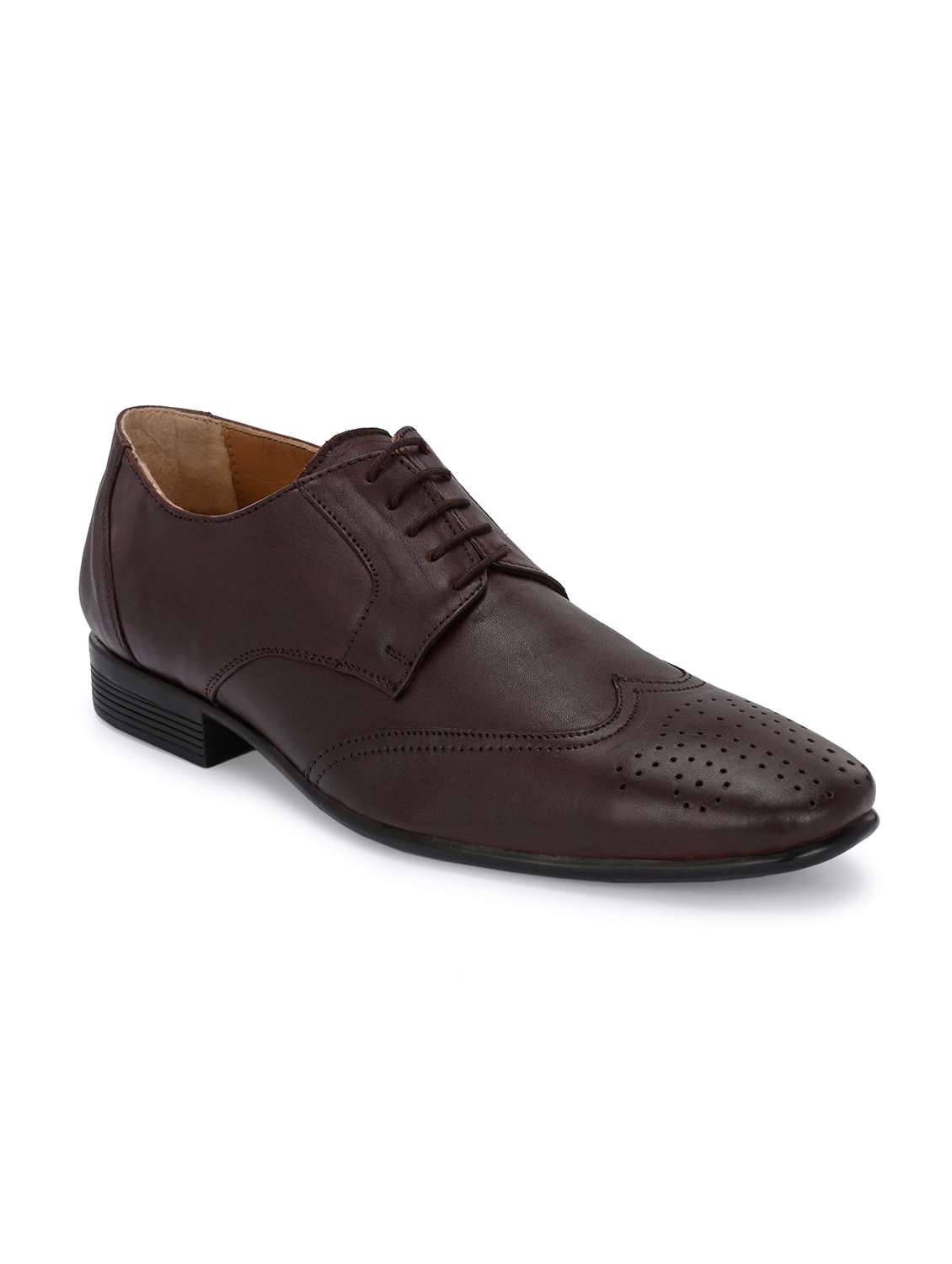men solid brown lace-up brogue - 20404192 -  Standard Image - 2
