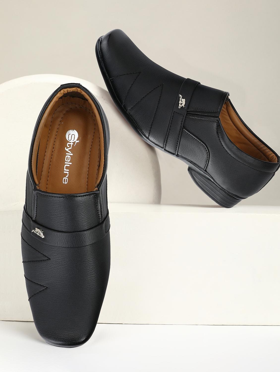 men solid black formal slip on - 20404231 -  Zoom Image - 0