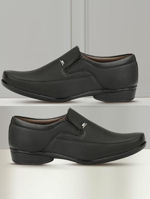men solid black formal slip on - 20404242 -  Standard Image - 0