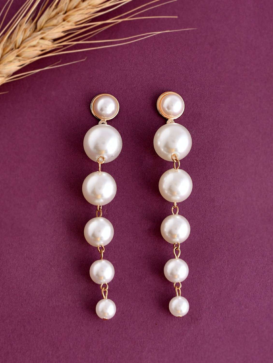 white stainless steel drop earrings