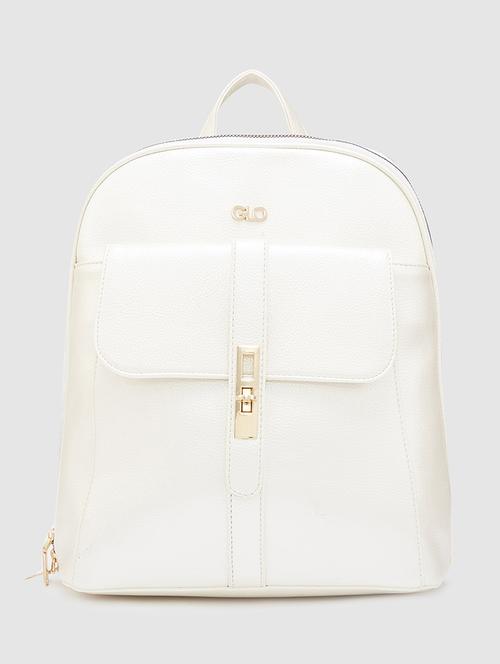 white solid leatherette regular backpack - 20405738 -  Standard Image - 0