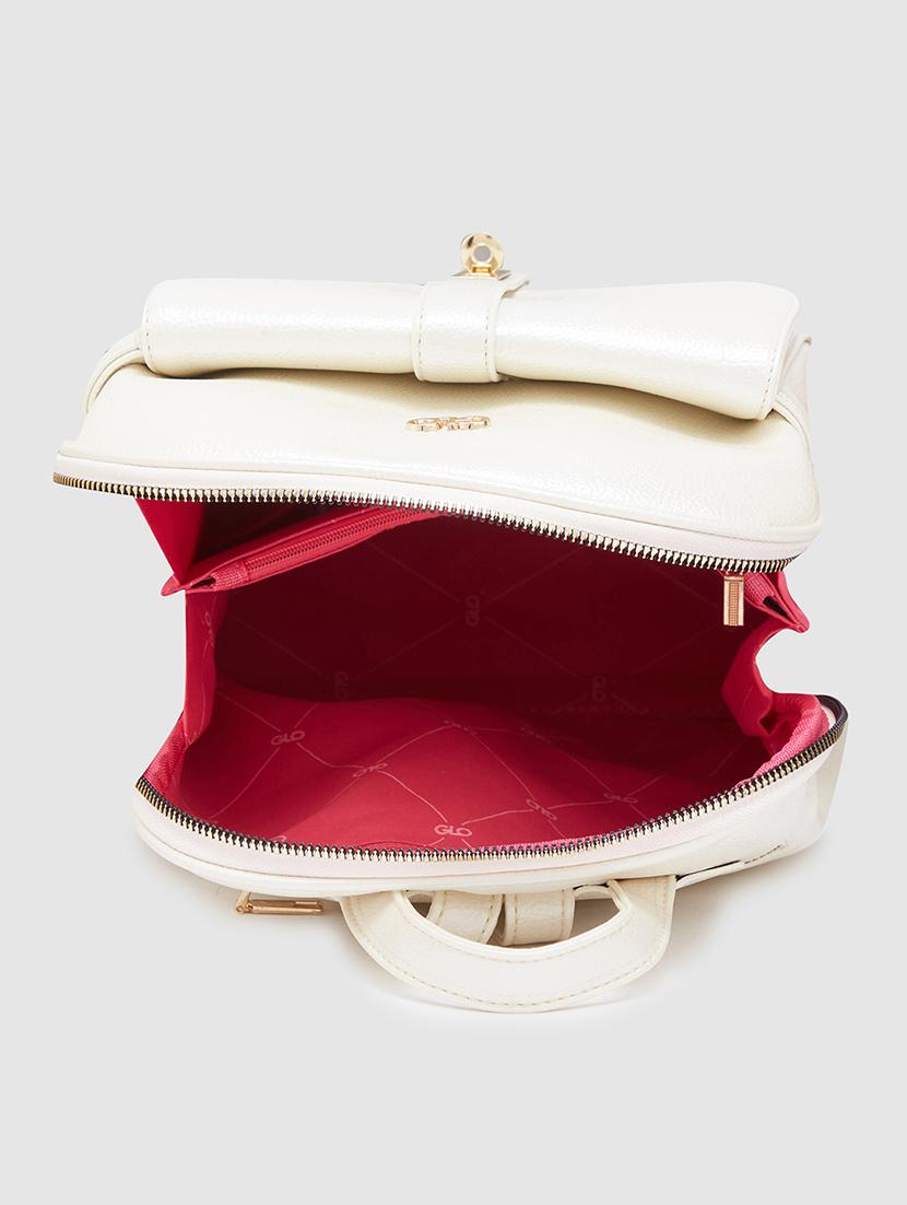 white solid leatherette regular backpack - 20405738 - Standard Image - 2