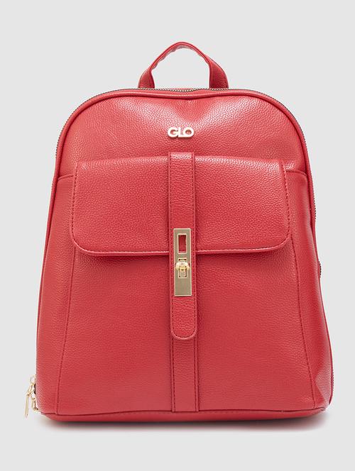 red solid leatherette regular backpack - 20405739 - Standard Image - 0