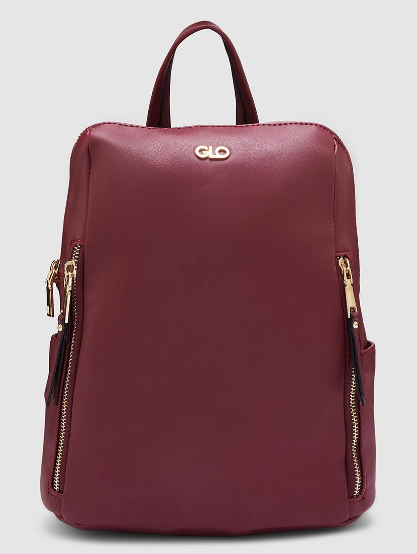 burgundy solid leatherette regular backpack - 20405744 - Zoom Image - 0