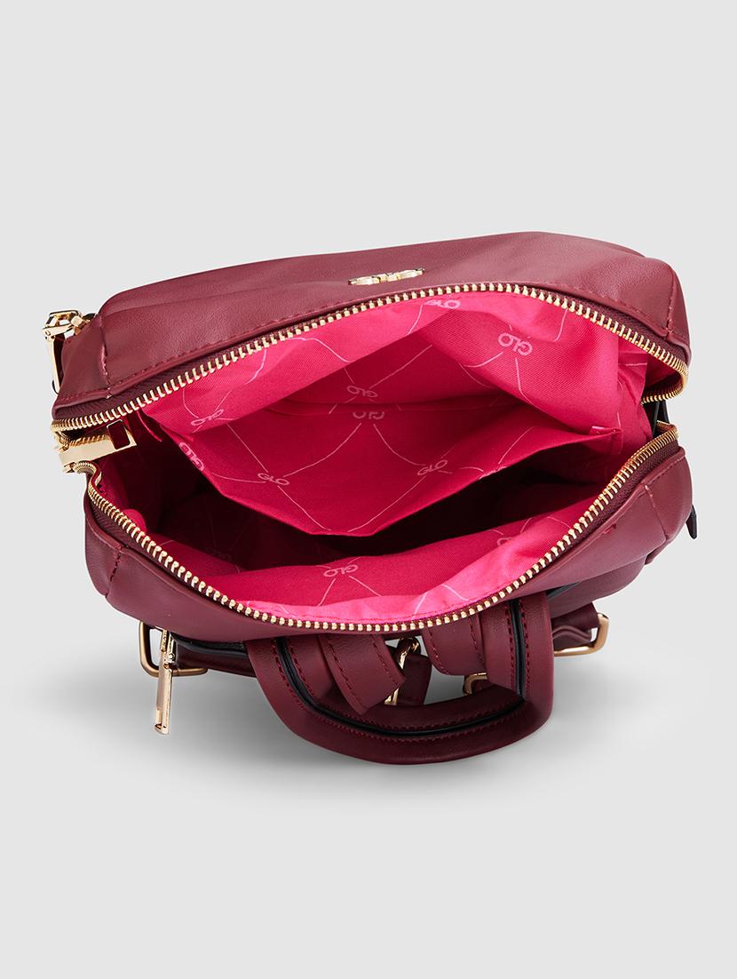 burgundy solid leatherette regular backpack - 20405744 - Standard Image - 2