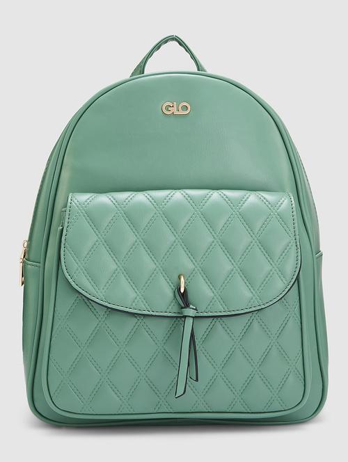 green textured leatherette regular backpack - 20405745 - Standard Image - 0