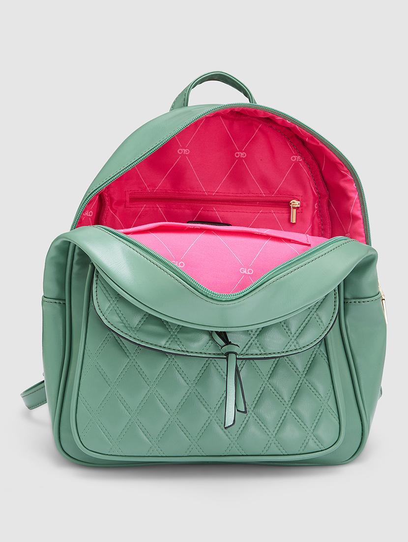 green textured leatherette regular backpack - 20405745 - Standard Image - 2