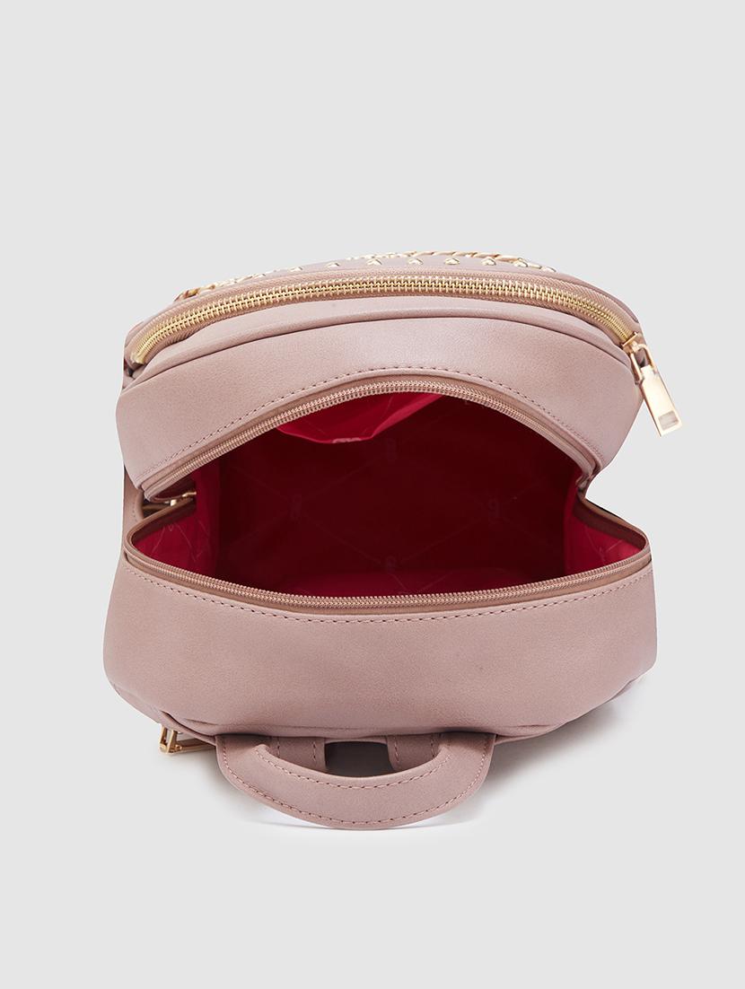 women solid leatherette regular backpack - 20405746 - Standard Image - 2