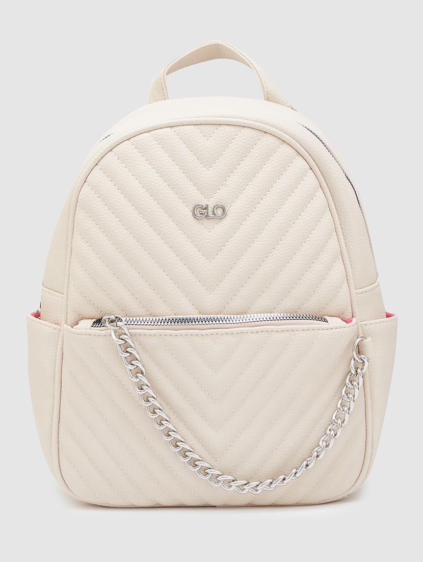 globus women ivory textured smart casual backpack - 20405748 -  Zoom Image - 0