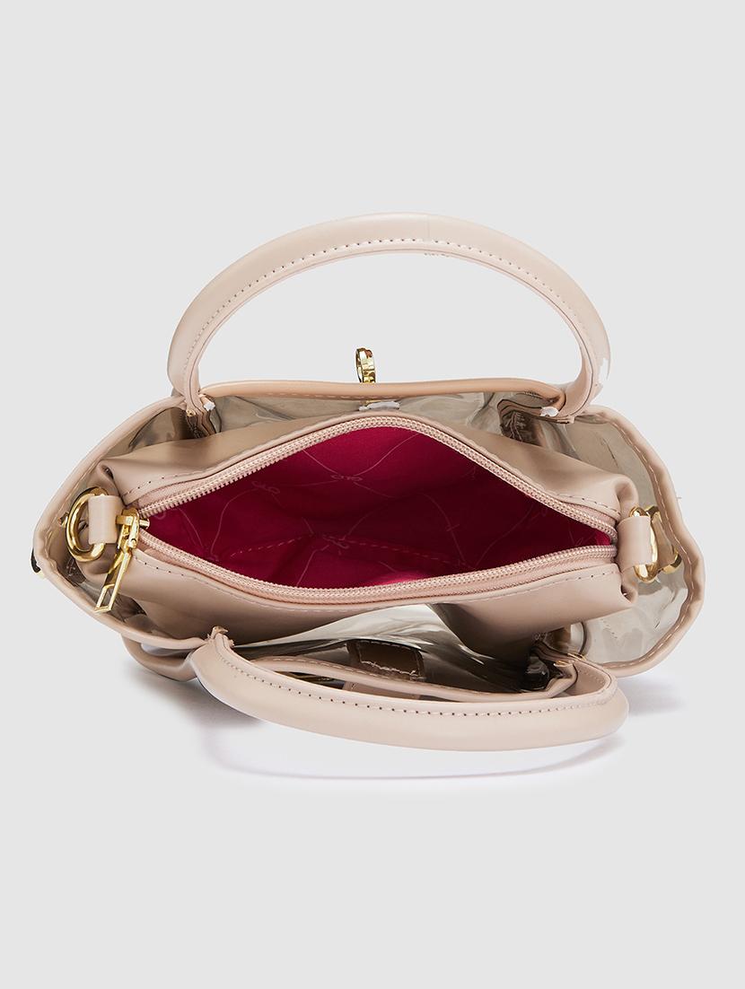 women solid leatherette handbag - 20405797 - Standard Image - 2