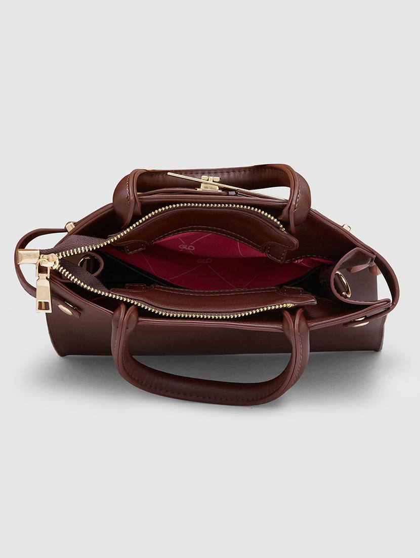 women solid leatherette handbag - 20405802 - Standard Image - 2