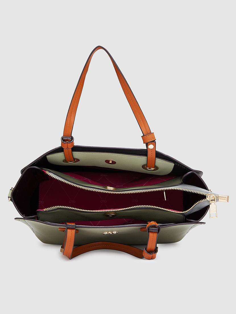 women solid leatherette handbag - 20405804 - Standard Image - 2
