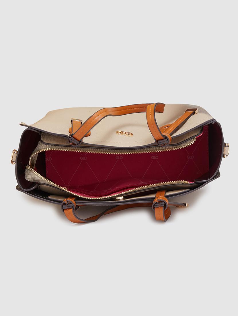 women solid leatherette handbag - 20405805 - Standard Image - 2