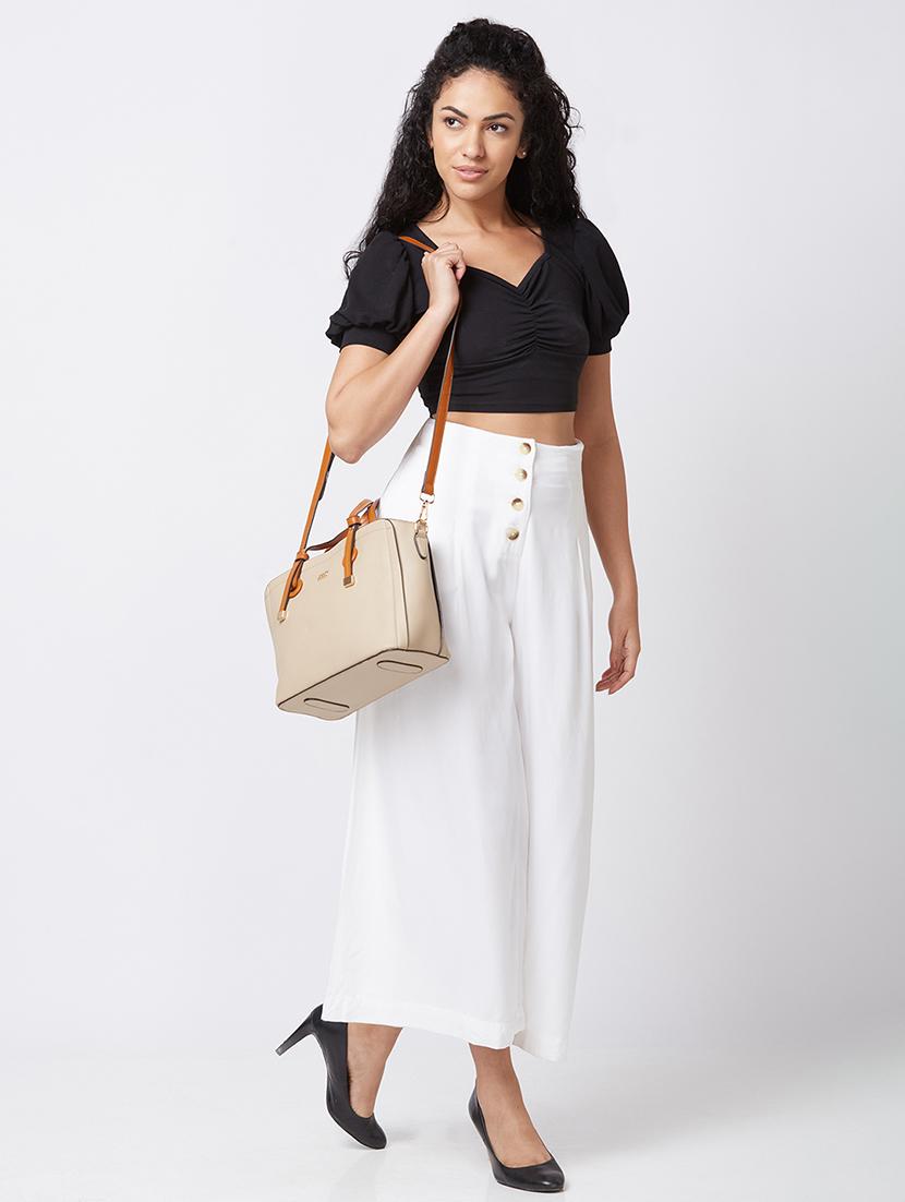 women solid leatherette handbag - 20405805 - Standard Image - 7