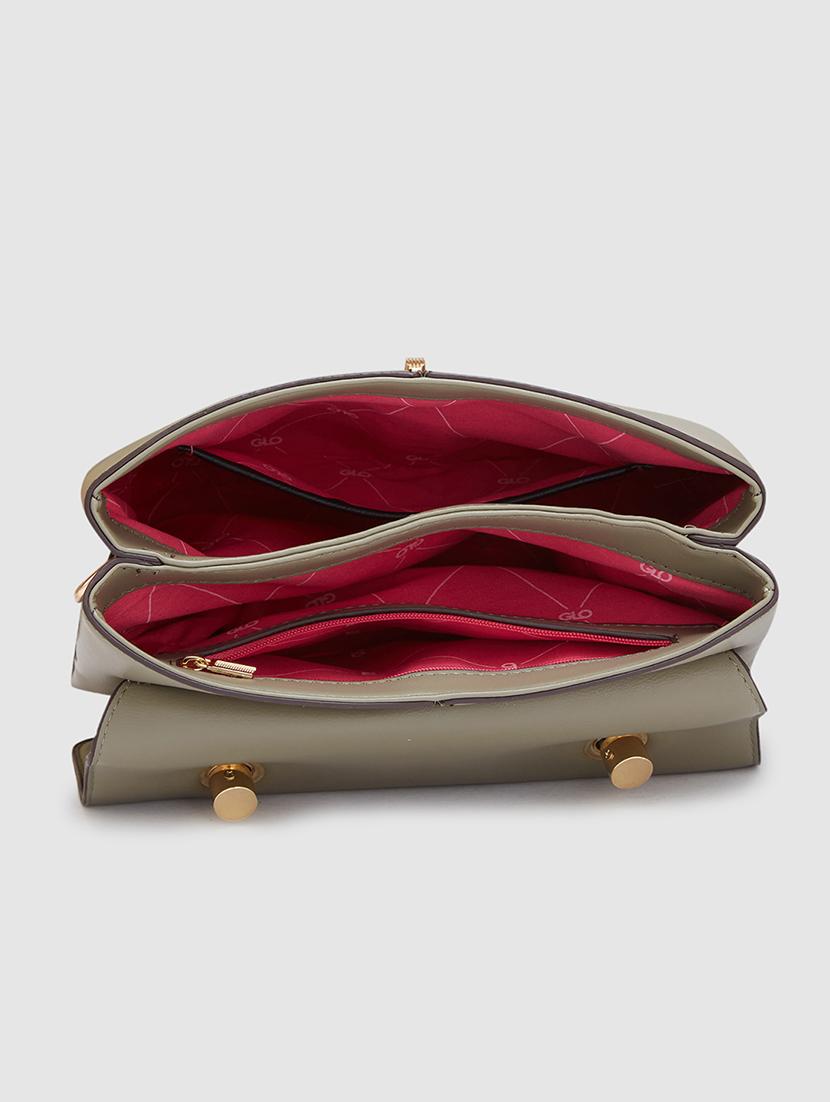 women solid leatherette handbag - 20405814 - Standard Image - 2
