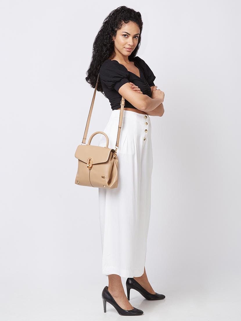 women solid leatherette handbag - 20405815 - Standard Image - 7