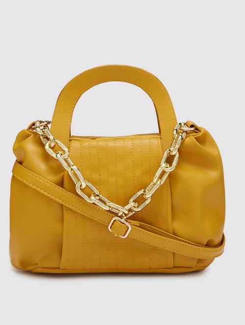mustard leatherette (pu) regular handbag - 20405823 - Standard Image - 0