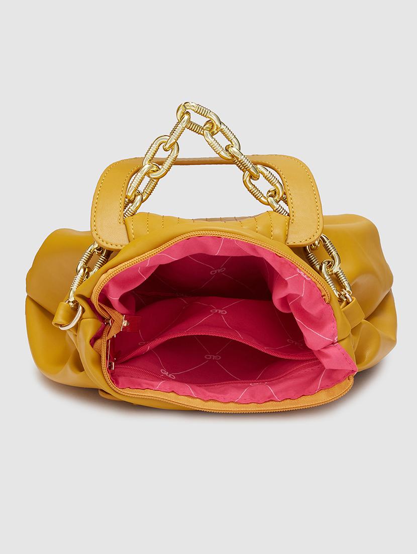 mustard leatherette (pu) regular handbag - 20405823 - Standard Image - 2