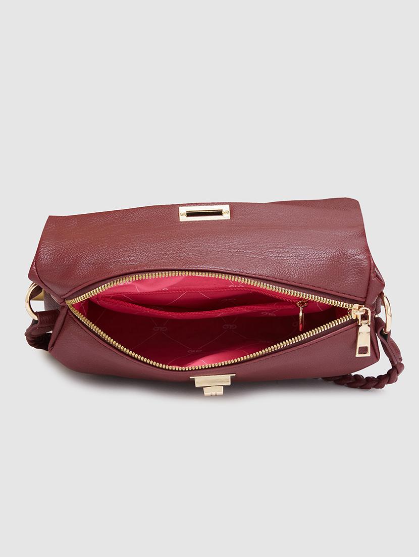 women solid leatherette (pu) regular handbag - 20405828 - Standard Image - 2