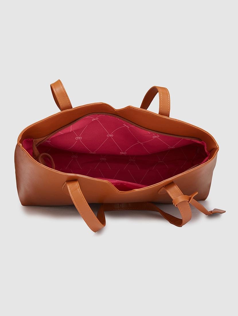 women solid leatherette handbag - 20405844 - Standard Image - 2