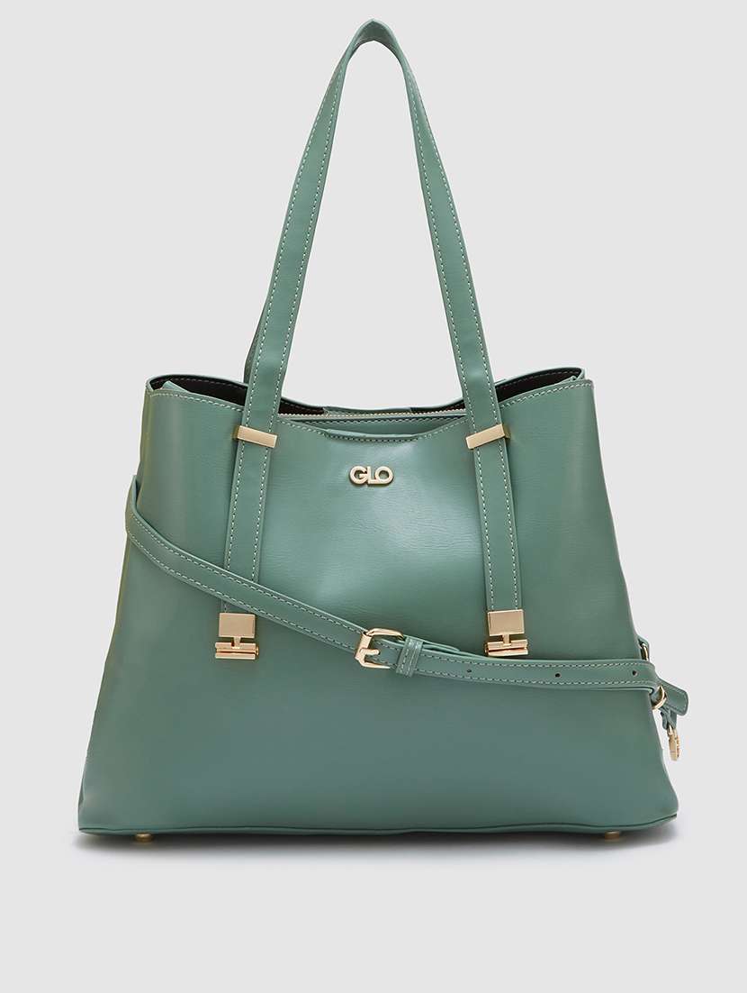 women solid leatherette handbag