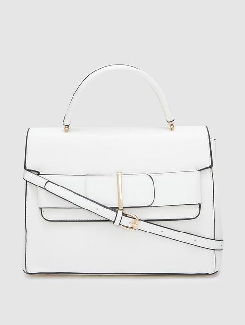 women solid leatherette handbag - 20405868 - Standard Image - 0