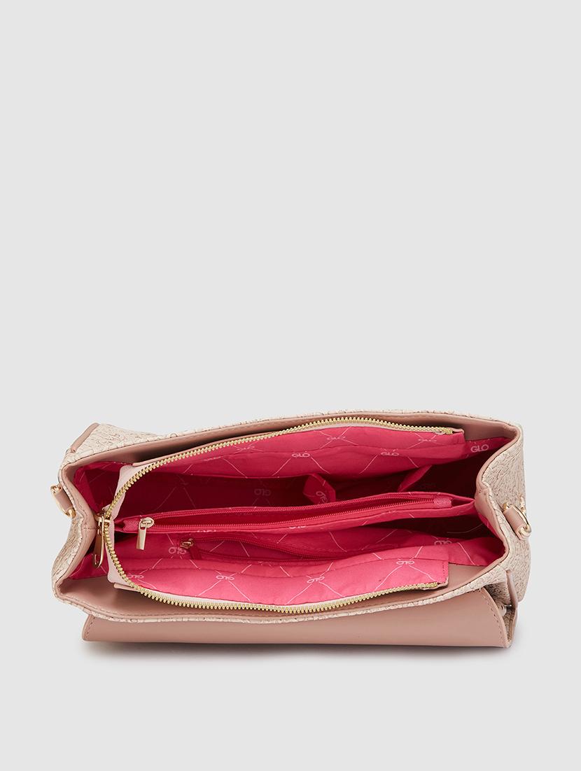 globus women nude textured casual handheld bag - 20405869 - Standard Image - 2