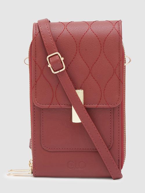 women solid leatherette sling bag - 20405878 - Standard Image - 0